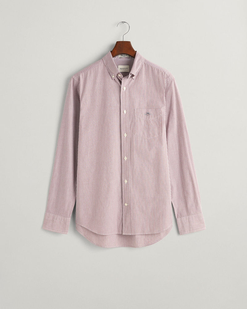 Camisa em popelina às riscas finas regular fit