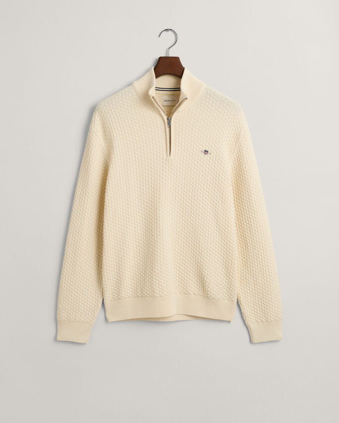 Sweatshirt com meio fecho em algodão Textured