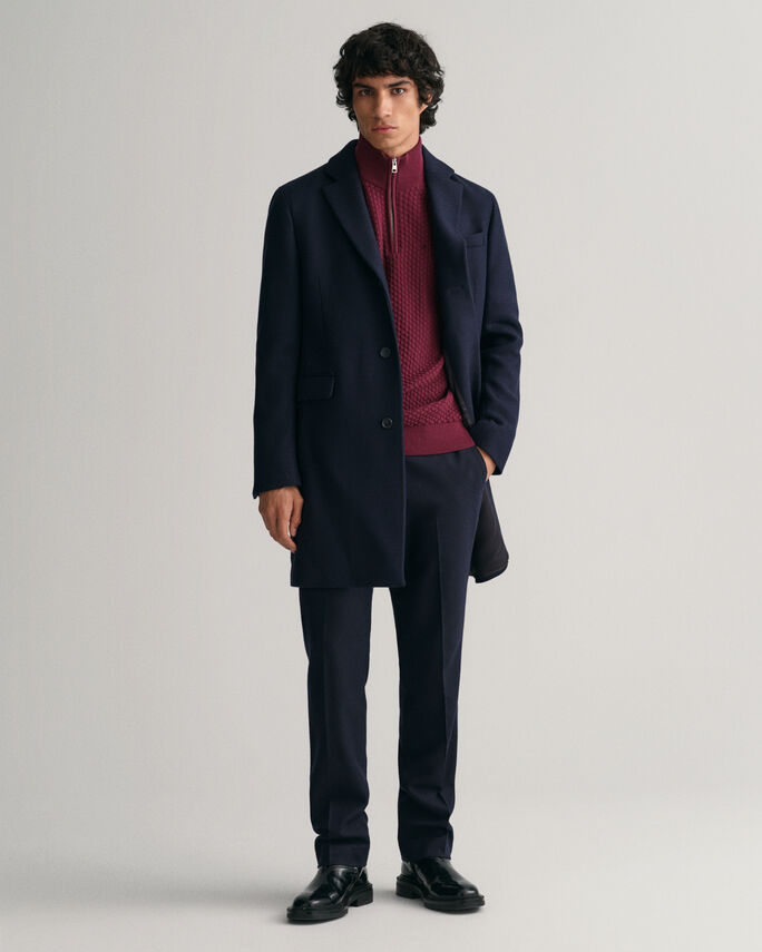 Sweatshirt com meio fecho em algodão Textured