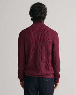 Sweatshirt com meio fecho em algodão Textured
