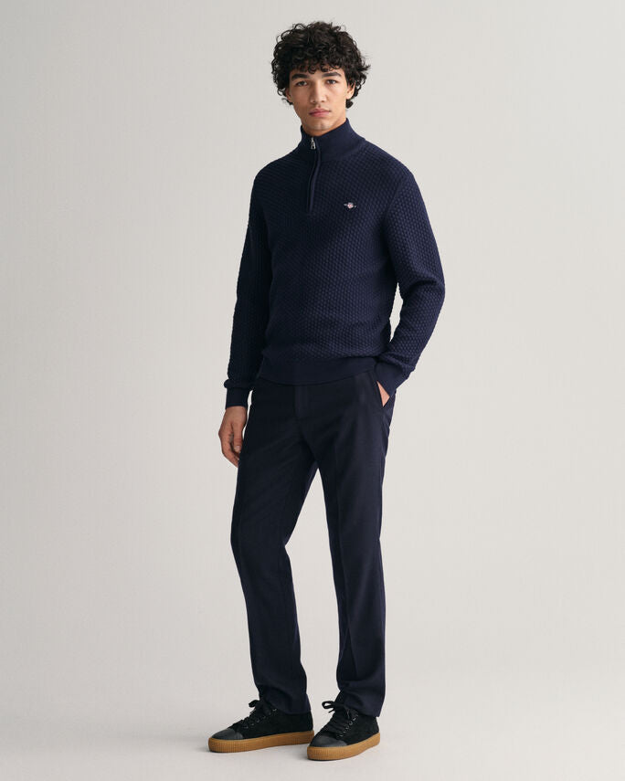 Sweatshirt com meio fecho em algodão Textured