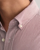 Camisa em popelina às riscas finas regular fit