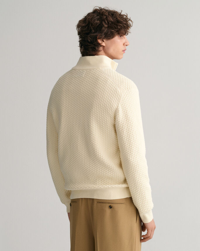 Sweatshirt com meio fecho em algodão Textured