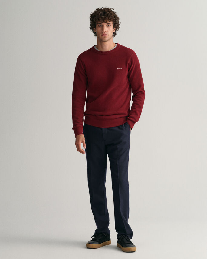 Camisola com decote redondo em algodão piqué