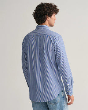 Camisa em popelina às riscas regular fit