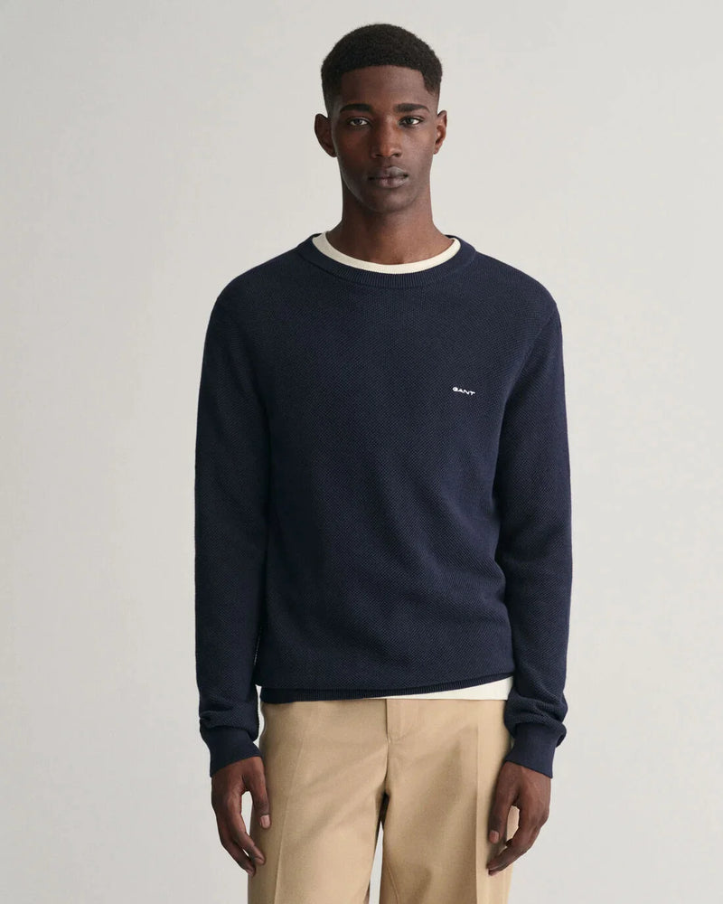 Camisola com decote redondo em algodão piqué