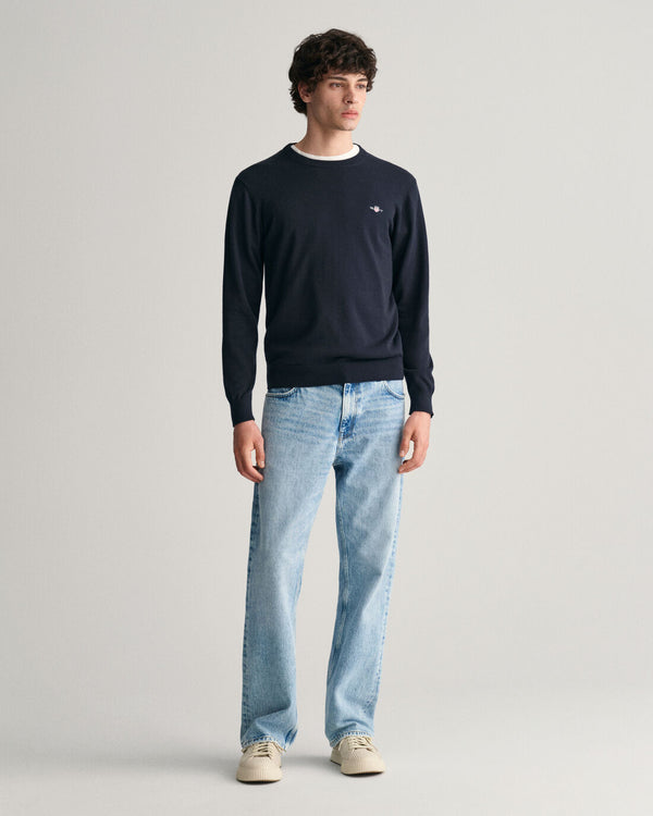 Pulover com decote redondo em algodão clássico