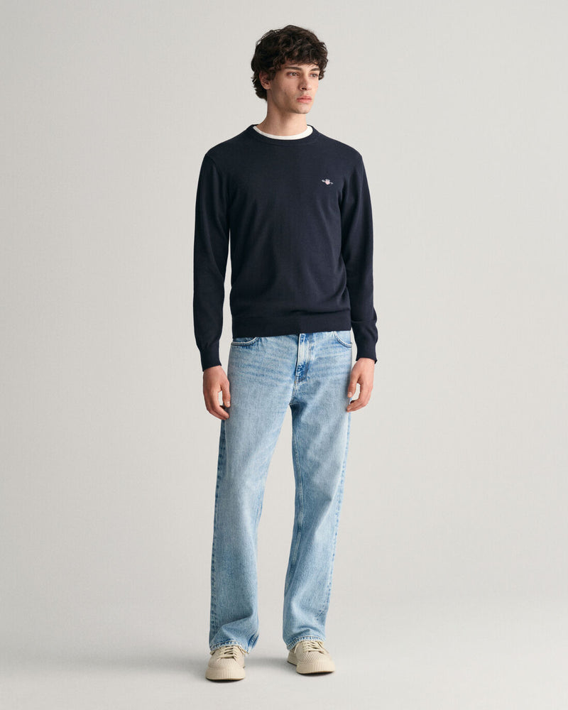 Pulover com decote redondo em algodão clássico