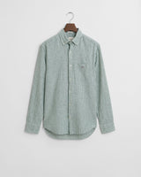 Camisa em linho e algodão às riscas regular fit