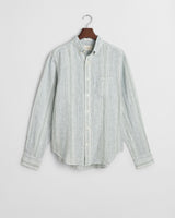 Camisa de linho às riscas finas regular fit