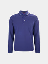 Polo para homem slim fit de algodão de manga comprida