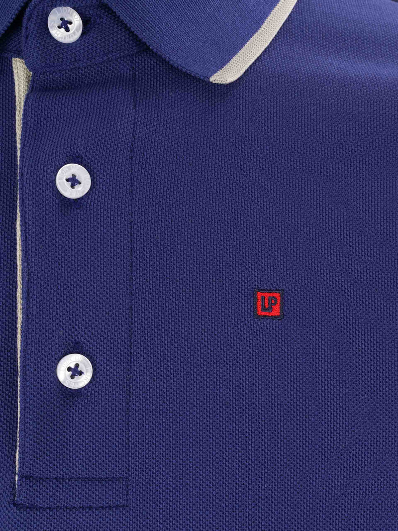 Polo para homem slim fit de algodão de manga comprida