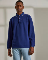 Polo para homem slim fit de algodão de manga comprida