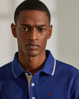 Polo para homem slim fit de algodão de manga comprida