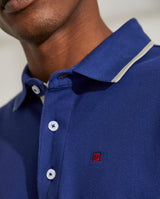 Polo para homem slim fit de algodão de manga comprida