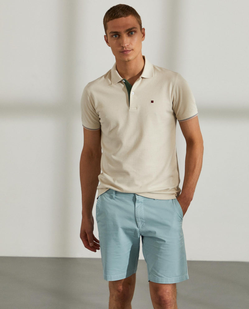 Bermudas para homem regular fit em sarja com bolsos