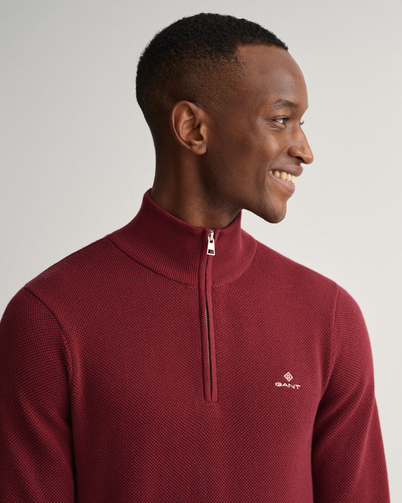 Sweatshirt com meio fecho de correr em algodão piqué