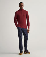 Sweatshirt com meio fecho de correr em algodão piqué