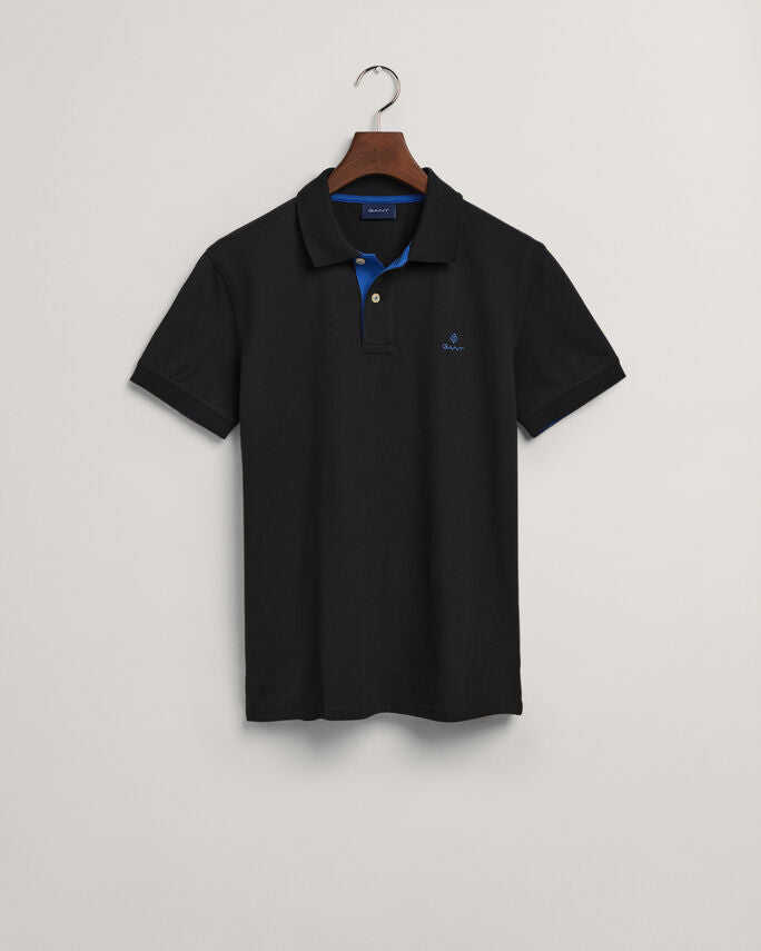 Rugger piqué com colarinho contrastante