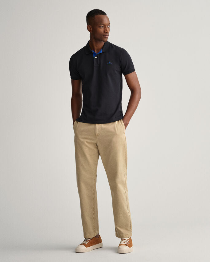 Rugger piqué com colarinho contrastante