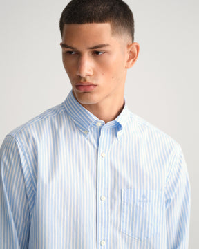 Camisa em popelina às riscas Slim fit