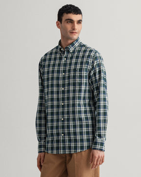 Camisa Oxford com padrão de xadrez índigo Tech Prep™ regular fit